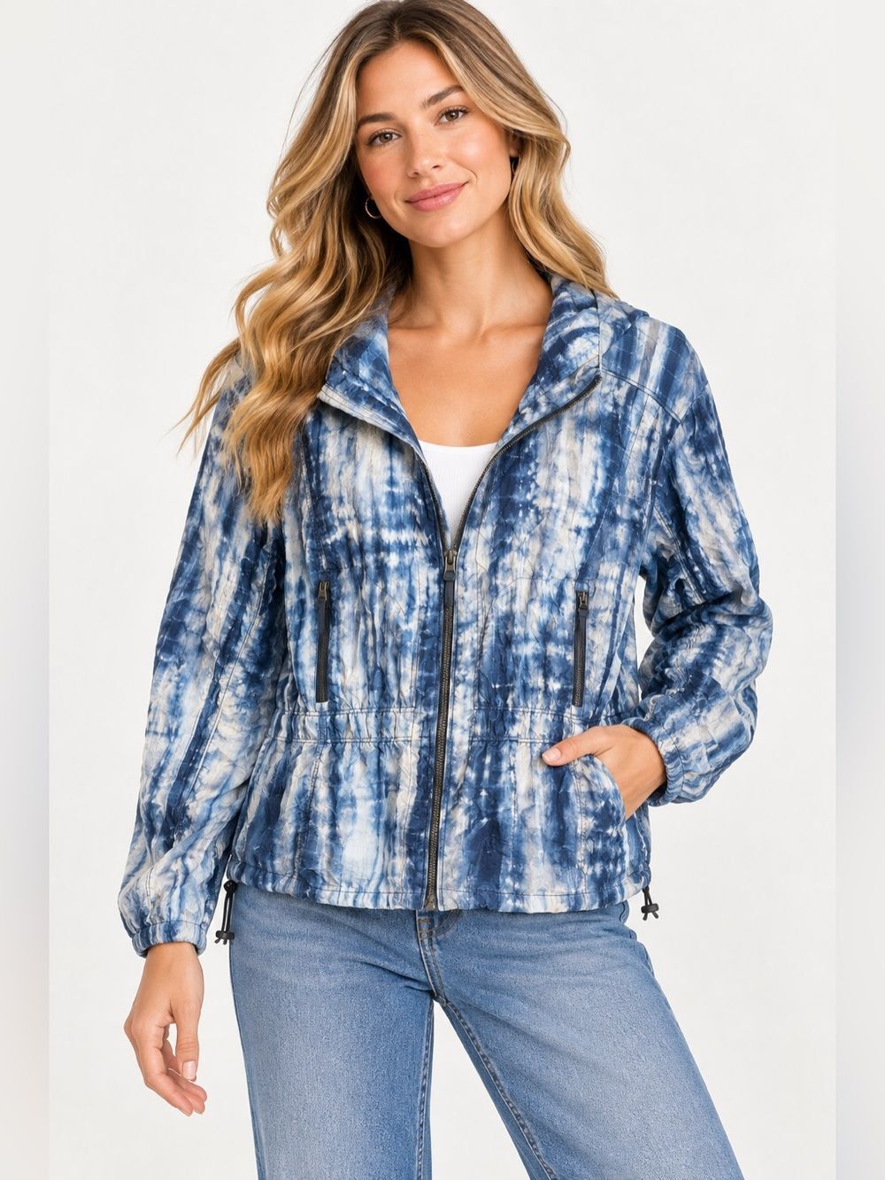 Chicos Zengery tie-dye nylon jacket size 3/XL/16 artsy